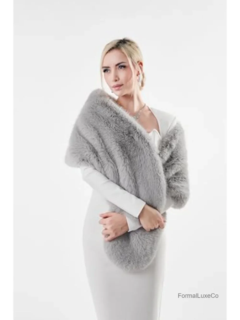 Faux Fur Wrap Shawl Winter Evening Party Cape